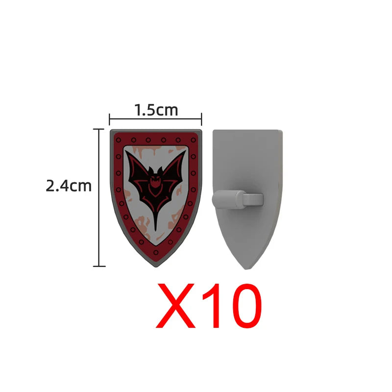 Medieval Weapons Accessories Building Blocks Solider Castle Knight Legion Red Lion Black Eagle Armor Cloak Shield Dragon Bricks