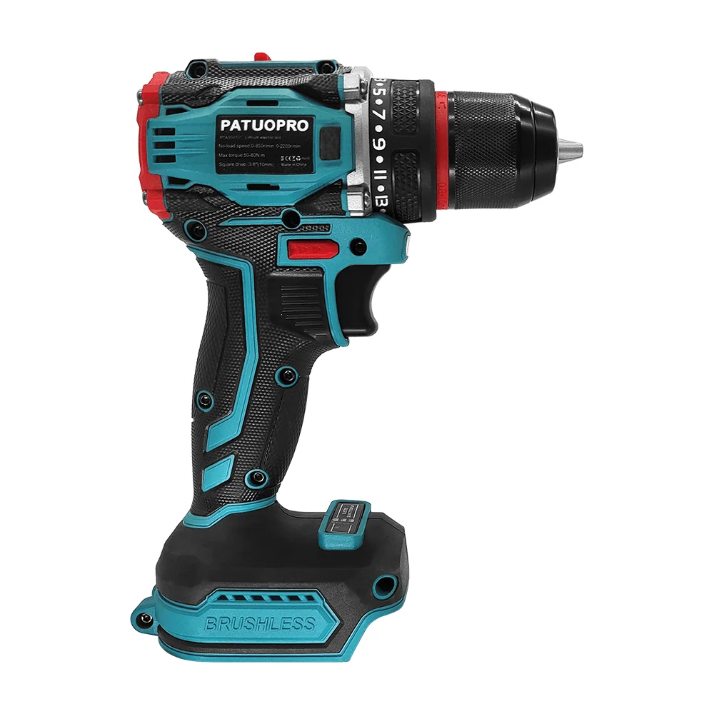 10mm Brushless 2-Speed Electric Drill Cordless Drill Screwdriver Metal