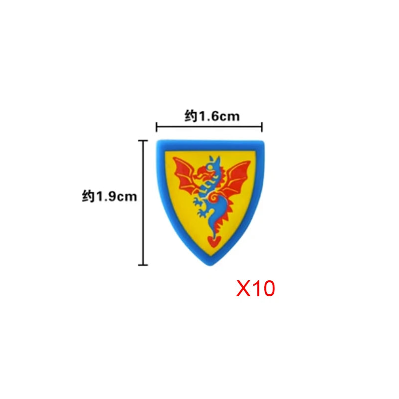 Medieval Weapons Accessories Building Blocks Solider Castle Knight Legion Red Lion Black Eagle Armor Cloak Shield Dragon Bricks