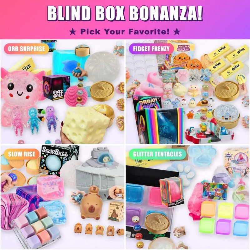 Squish Time Nee Doh Mystery Blind Box, Random Squeeze Fidget Toy, Stress Relief Cute Sensory Toy for All Ages