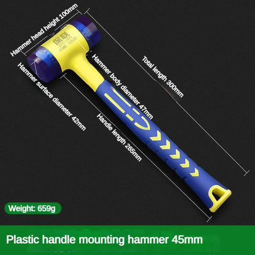 1 double headed installation hammer, 25mm to 45mm rubber hammer with