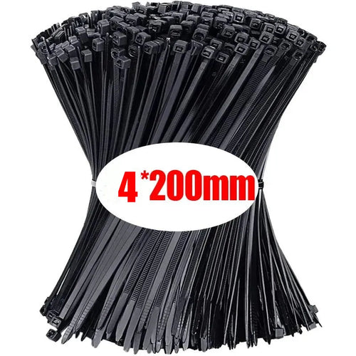 1000/100Pcs Nylon Cable Ties Self-locking Cord Ties Straps Adjustable
