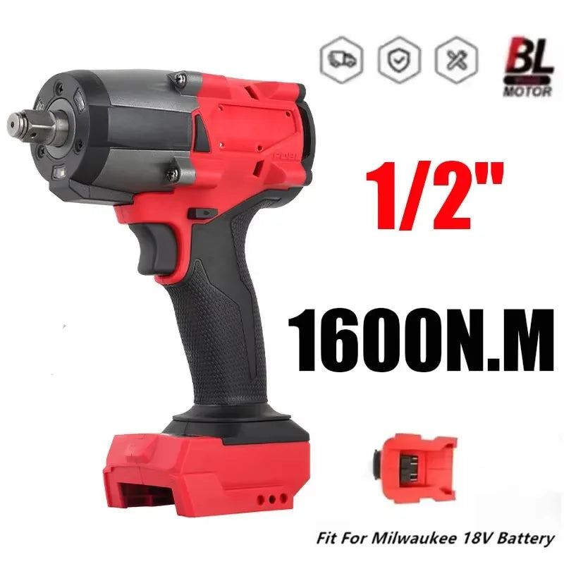 1600N.M Brushless Impact Wrench 5 Gears Cordless Electric Driver 1/2"