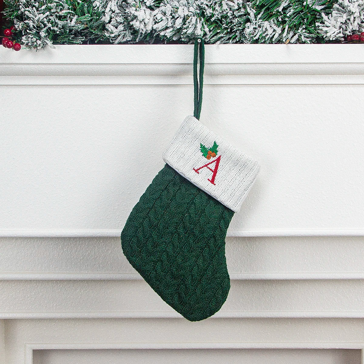 Christmas stocking festival decorations, green 26-letter Christmas tree pendant gift bag socks hotel party supplies hanger