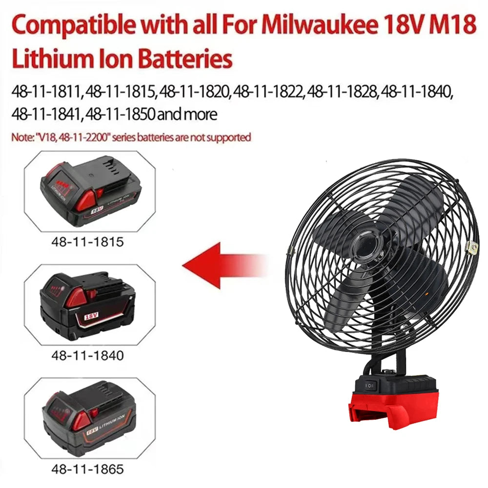 6/8In Camping Fan Outdoor Fishing Wireless Desktop Portable Metal Fan