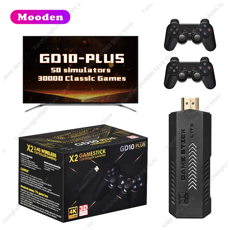 L GD10 Plus Game Stick 4k Black Box X2 Game Console 4k High Definition Retro Video Game Console GD10 64GB 30000 Games