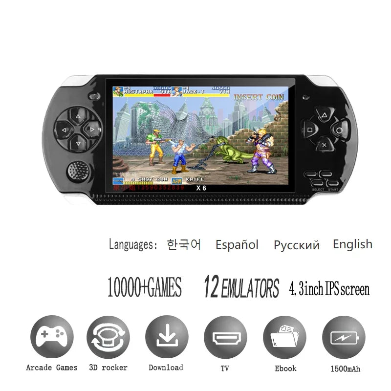 PSP 3000 X6 Consola 12 Types Of Simulators 10000 Arcade Games Retro Retro Arcade Console 4.3Inch Ips Screen Video Game Toy Gift