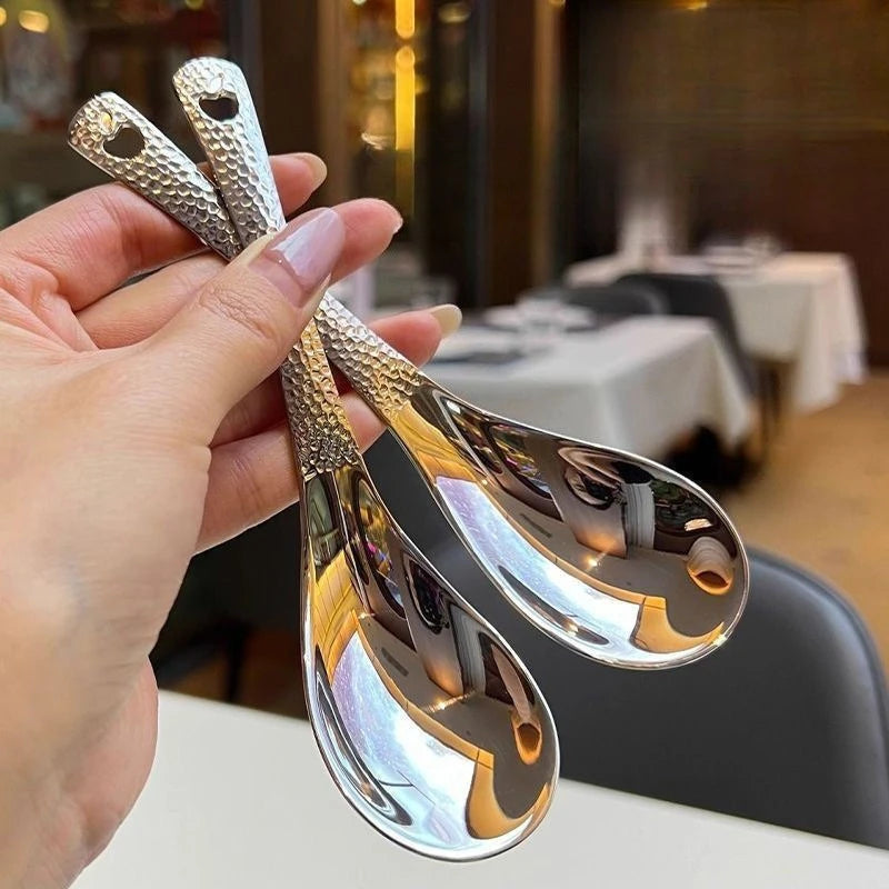 Retro-style Hammered Spoon Hammer-patterned Spoon Thickened Household