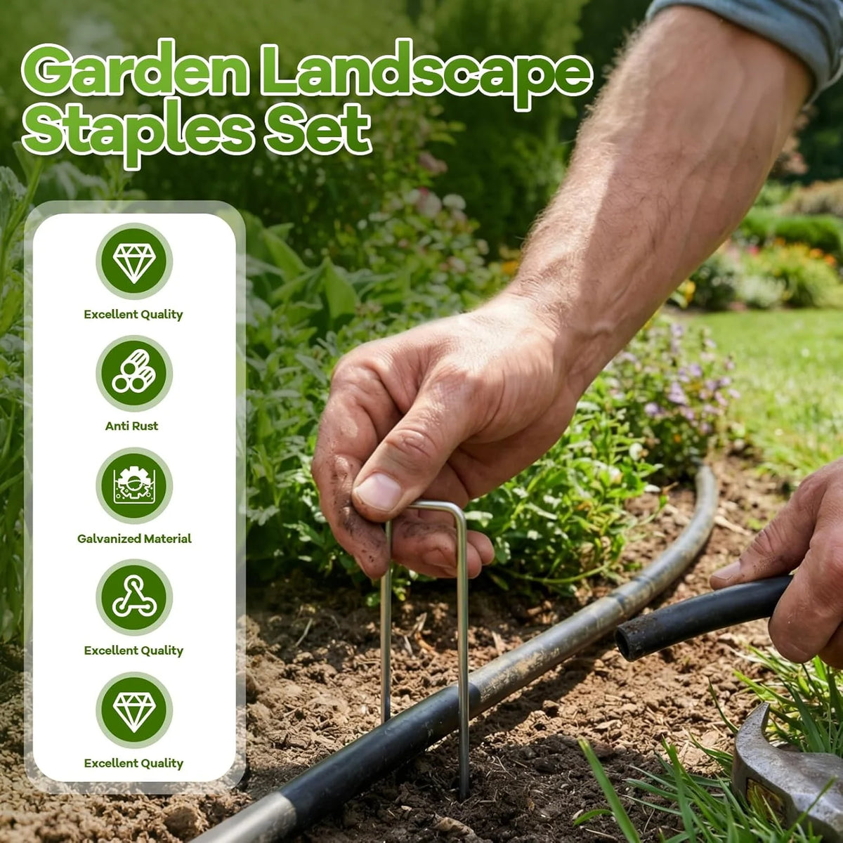 100-400Pcs U-Shaped Garden Ground Pegs with Buffer Washers, Stakes for