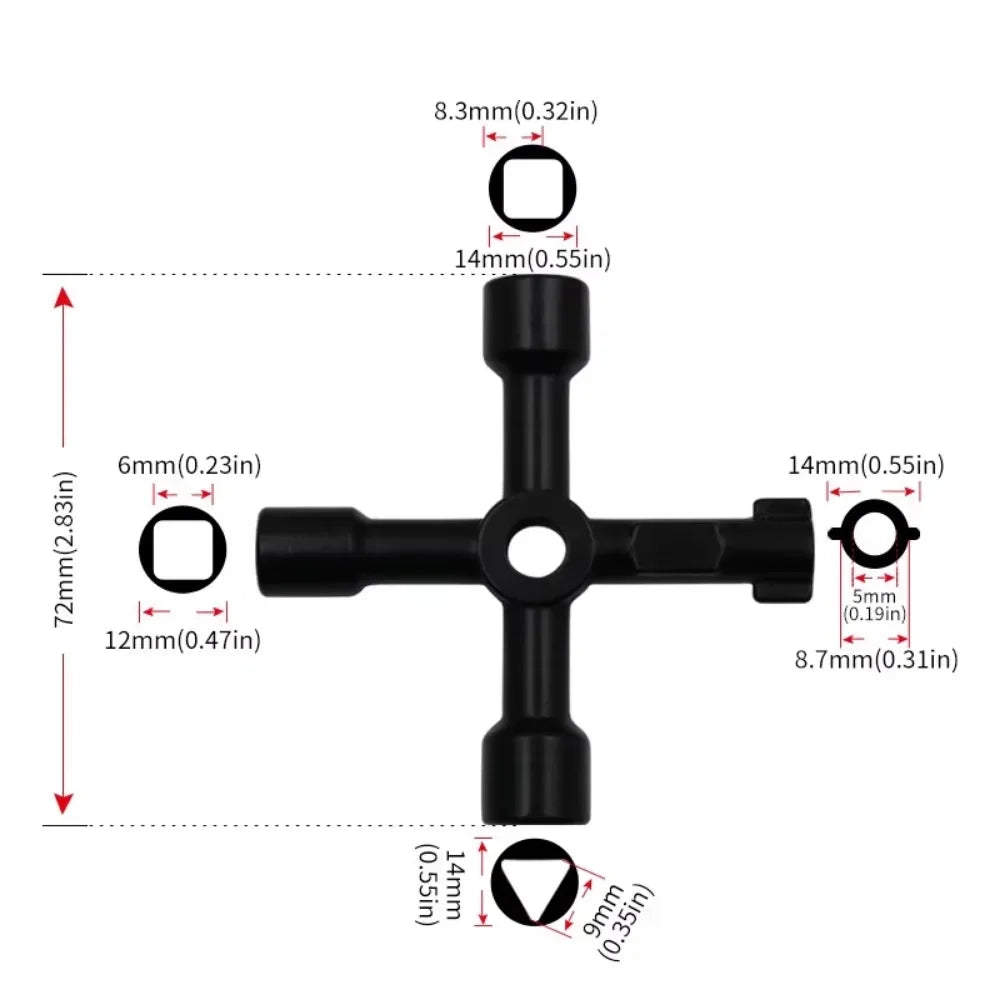 4 In 1 Multifunction Electrician Plumber Utility Cross Switch Wrench