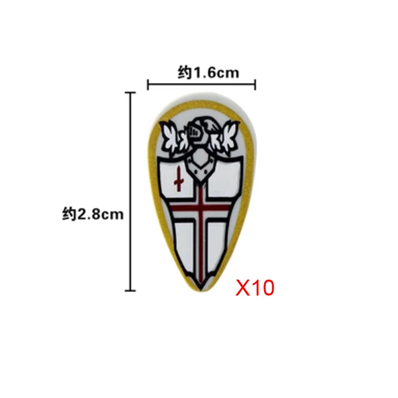 Medieval Weapons Accessories Building Blocks Solider Castle Knight Legion Red Lion Black Eagle Armor Cloak Shield Dragon Bricks