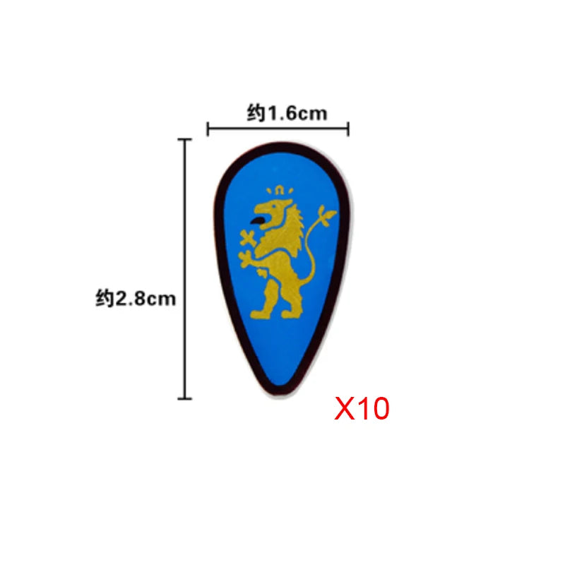 Medieval Weapons Accessories Building Blocks Solider Castle Knight Legion Red Lion Black Eagle Armor Cloak Shield Dragon Bricks