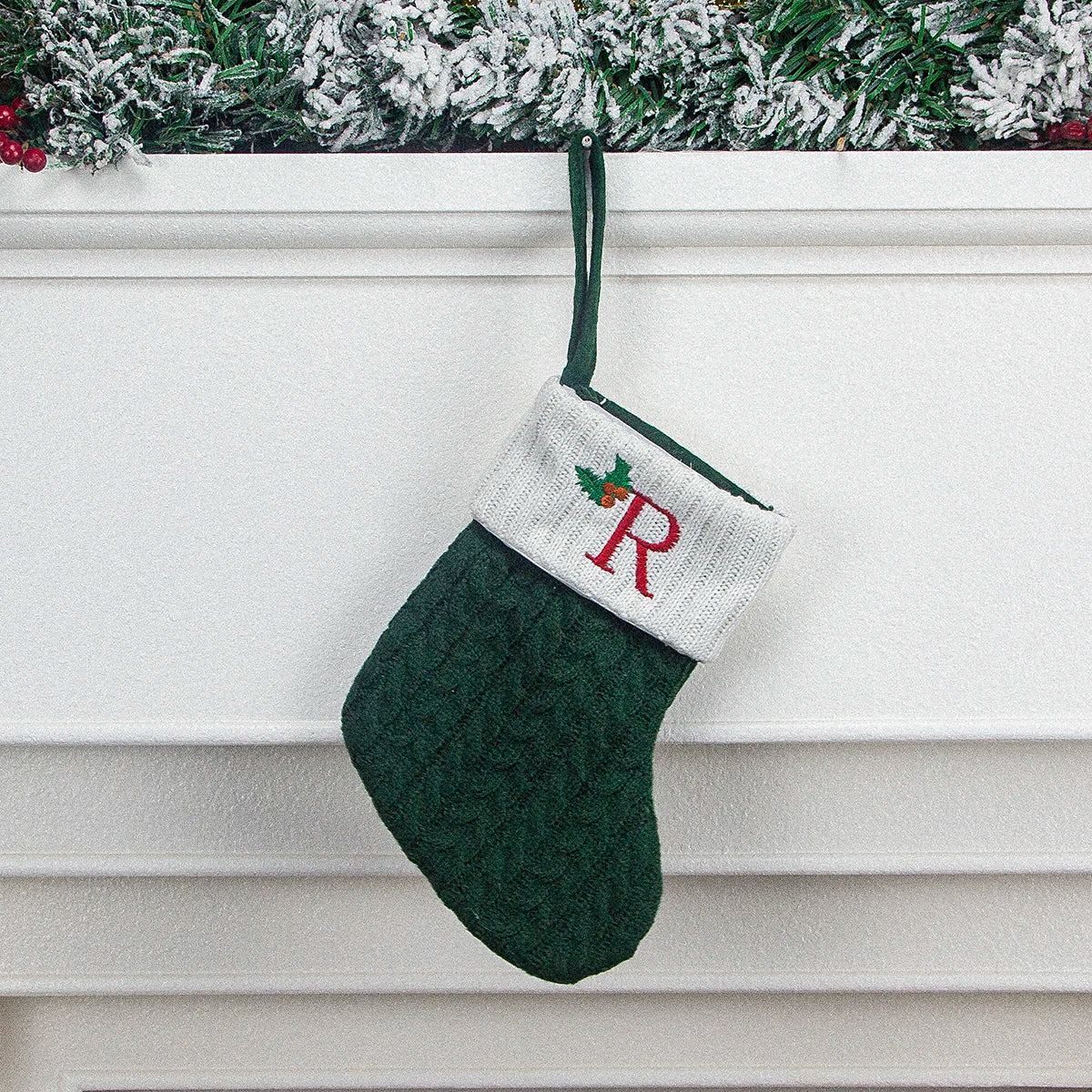 Christmas stocking festival decorations, green 26-letter Christmas tree pendant gift bag socks hotel party supplies hanger