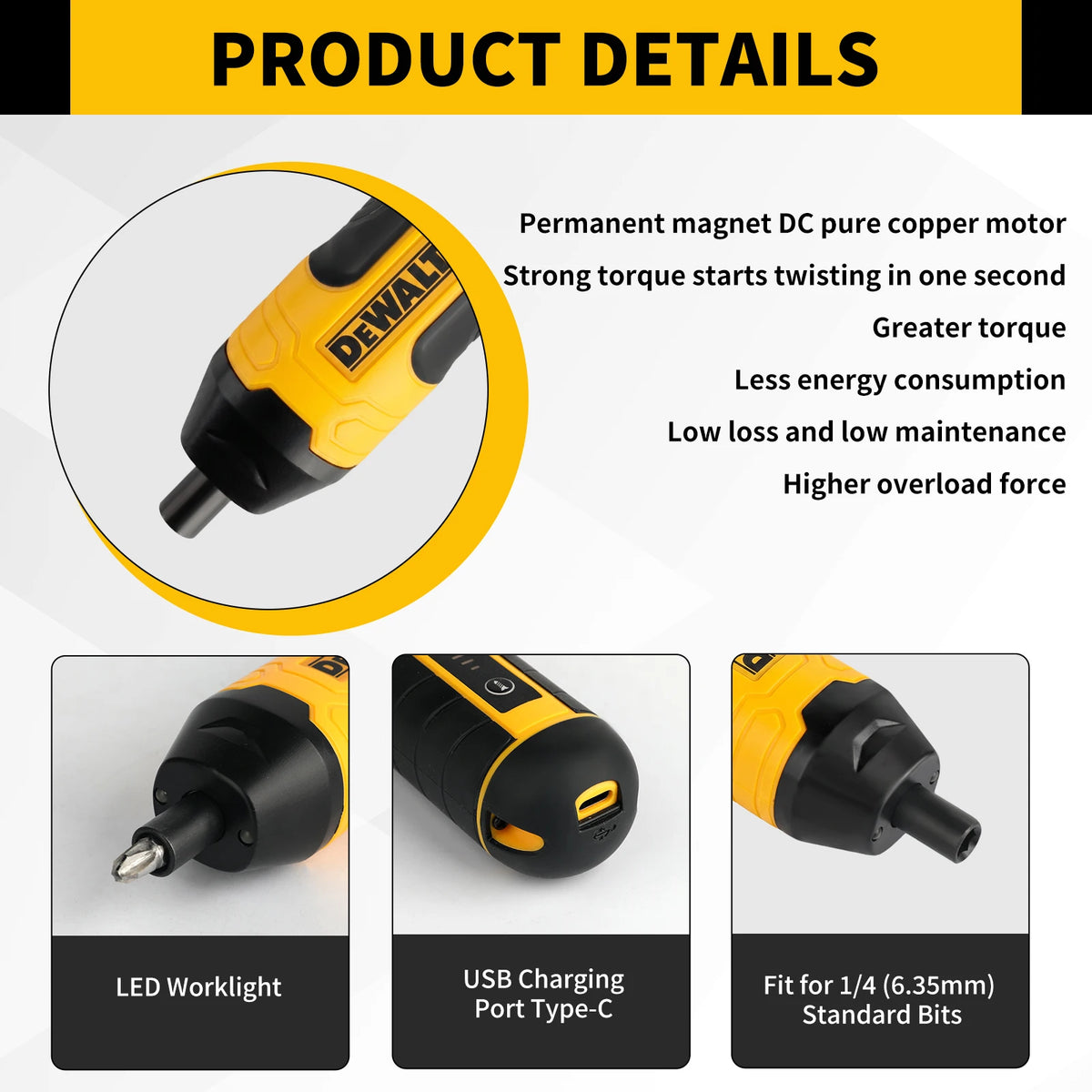 DEWALT HT422 3.6V Cordless Electric Screwdriver 5N.m 1/4" Hex Chuck