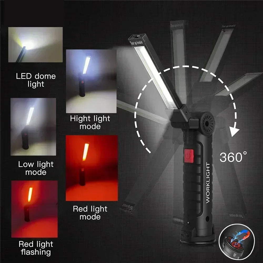 Portable COB LED Work Light USB Rechargeable LED Flashlight Inspection
