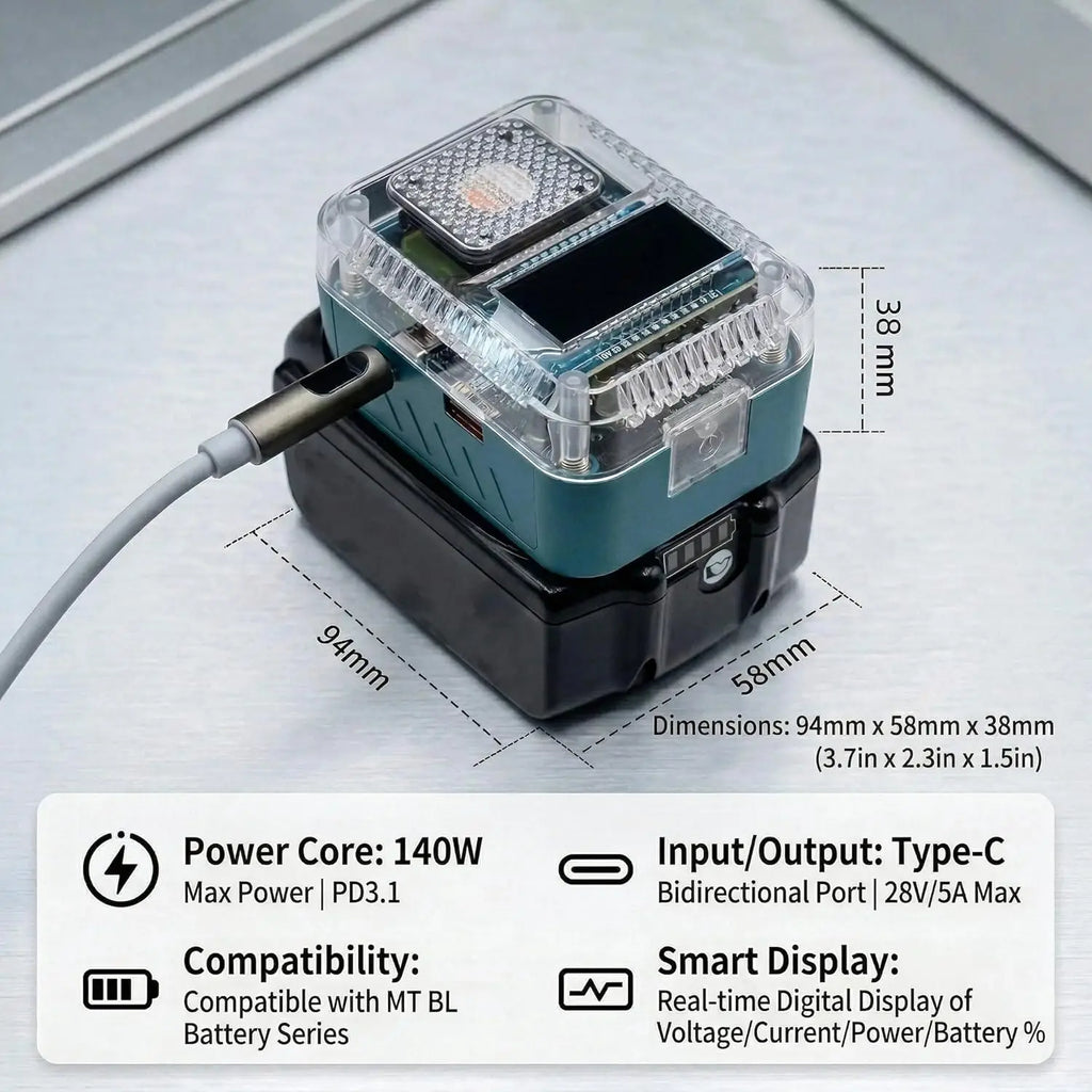 Portable Digital Display Adapter Converter for Makita/DeWalt/