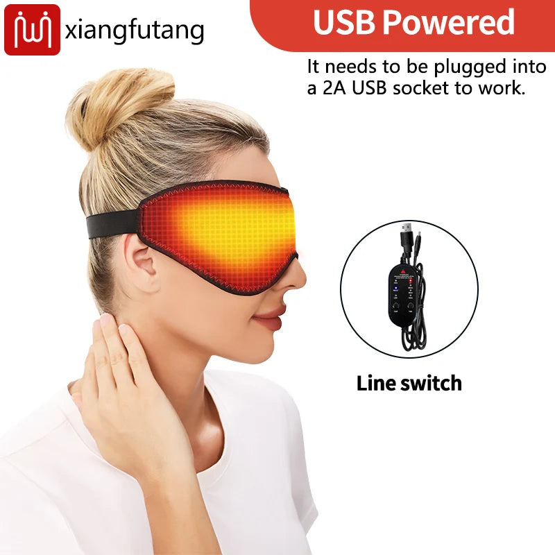 Heating Massage Eye Mask Warm Compress 3 Temperature Levels Electric Heated Eye Pad Wrap for Dry Eyes Relief and Improved Sleep