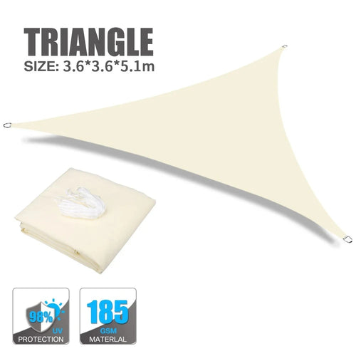 Beige Sun Shade Sail Rectangle Square Triangle Canopy Awning Cloth UV