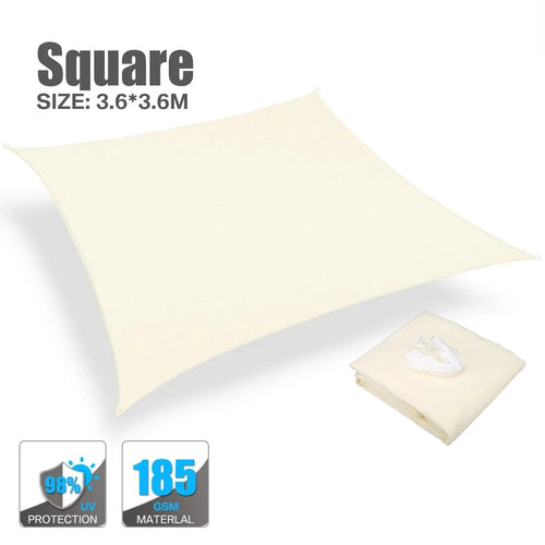 Beige Sun Shade Sail Rectangle Square Triangle Canopy Awning Cloth UV