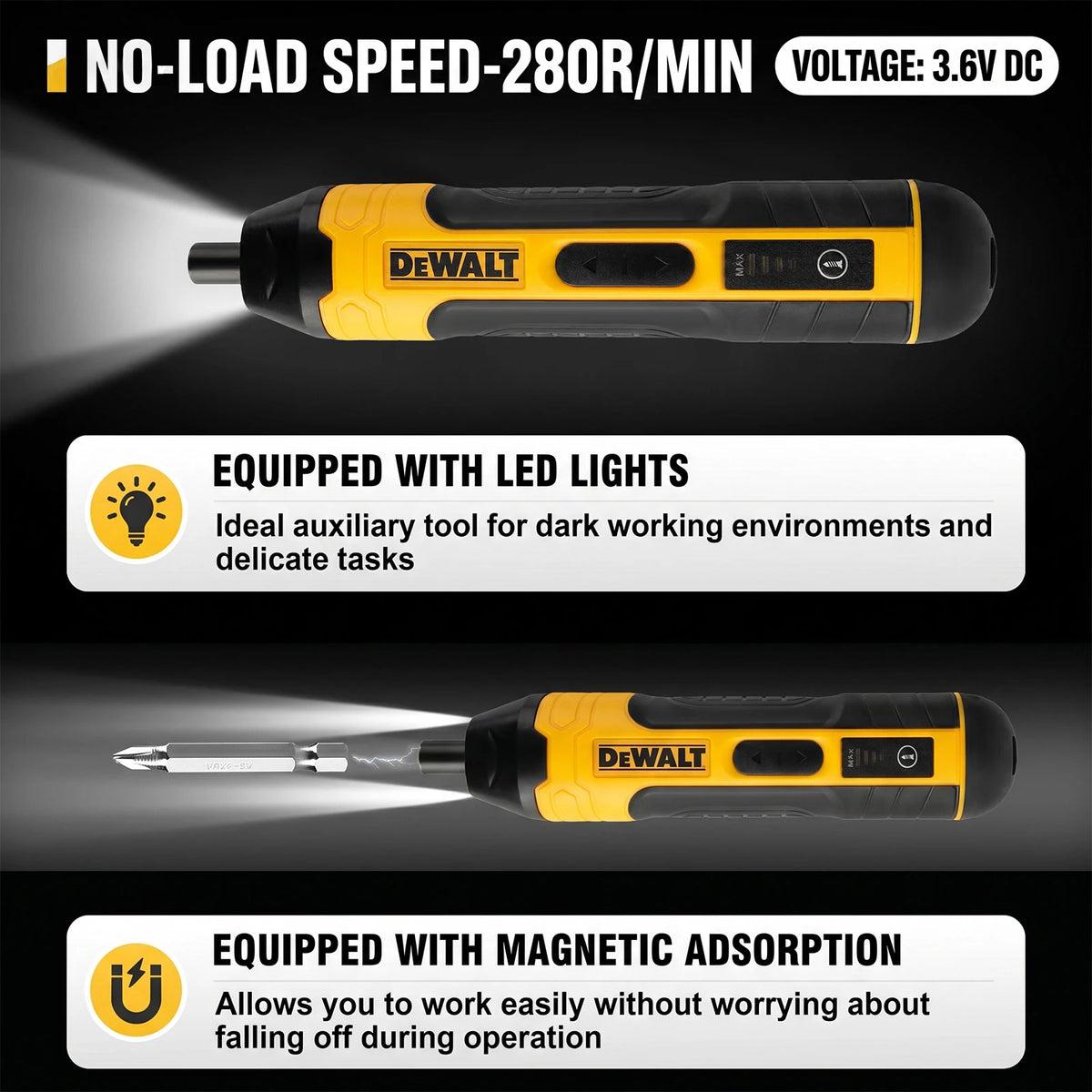 DEWALT HT422 3.6V Cordless Electric Screwdriver 5N.m 1/4" Hex Chuck