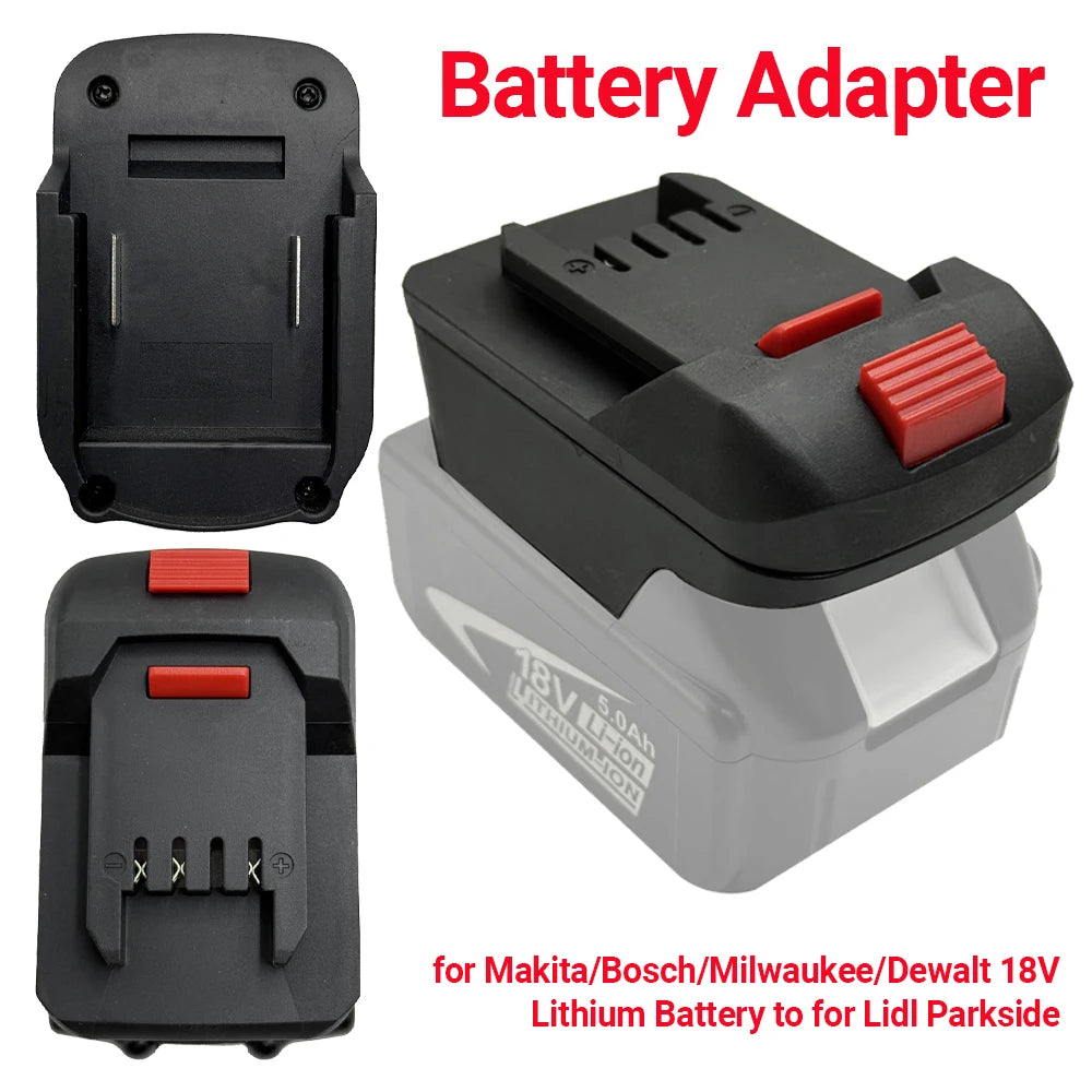 Adapter for Makita/Bosch/Milwaukee/Dewalt 18V Li-ion battery converts