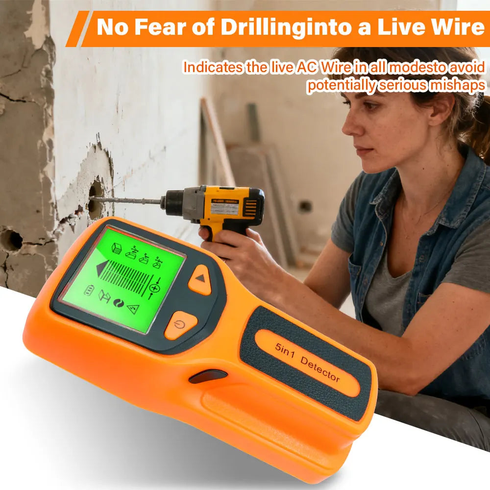 Handheld 5 in 1 Digital Wall Stud Detector Wood Scanner Metal Finder