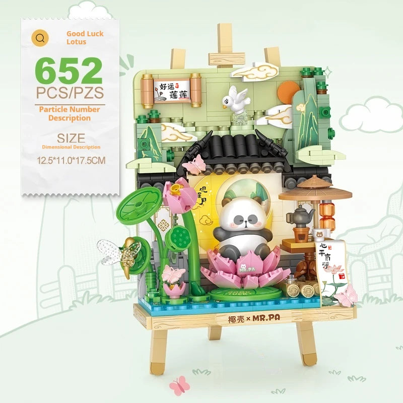 LOZ Four Seasons Scene Panda Stereo Model Assembled Ornaments Building Block Toys Children's Day Toy Gift