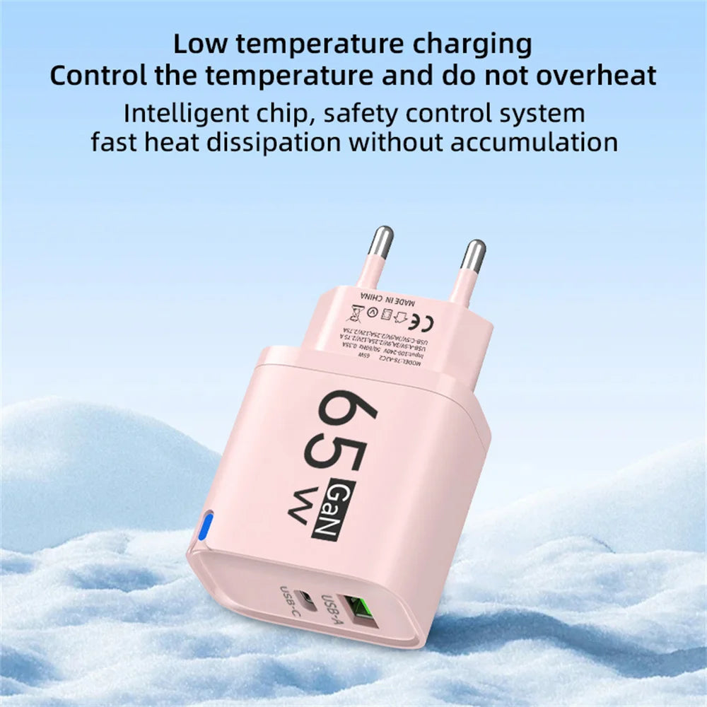 USB 65W Fast Charging Charger Type C High Speed Charge Mobile Phone