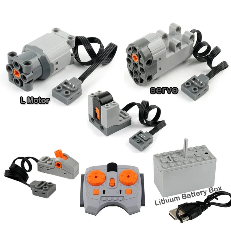 M/L/XL/Servo Motor Technical Building Blocks Parts Power Functions Lithium Battery Box 8883 88004 PF Bricks DIY Toys Accessories