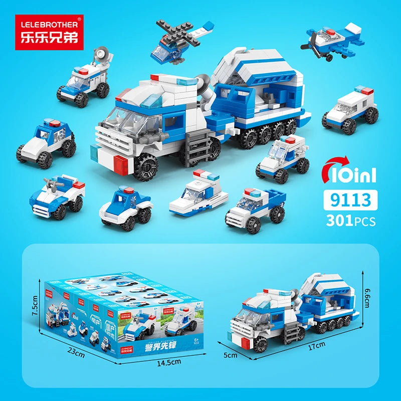 Lele Brothers 10-in- Special Firefighting Cloud Ladder Assembly Model Boys Building Blocks Puzzle Toy Educational Logic Trai...