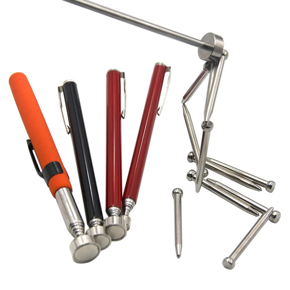 8 Pound Magnetic Retractable Pickup Orange Suction Iron Rod Portable