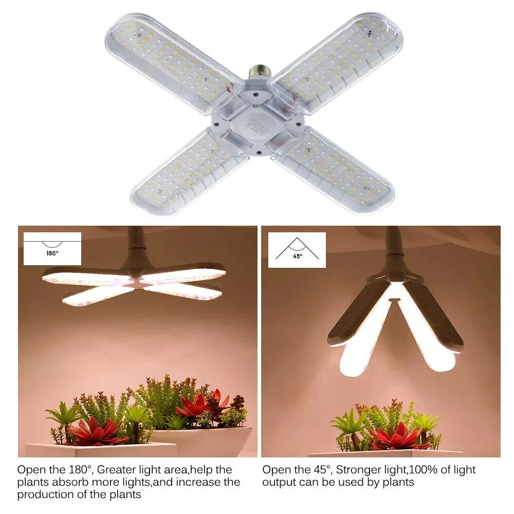 48W Fan Leaf Foldable LED Grow Light Full Spectrum E27 Plant Growing