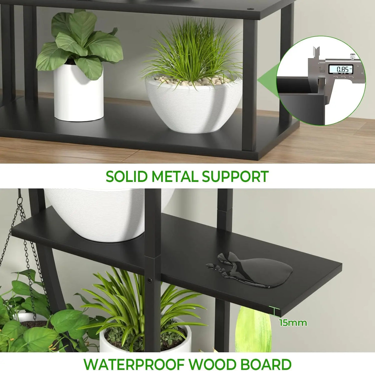 Plant Stand Shelf Indoor with 6 Grow Light, 7 Tiered 65" Tall Black