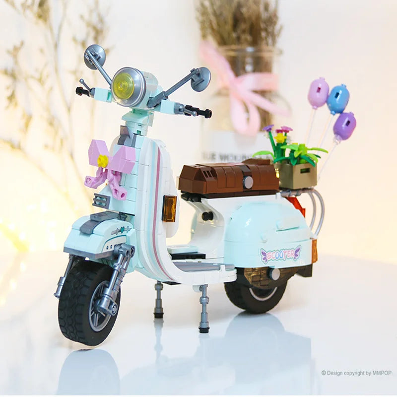LOZ-1117 Little Sheep motorcycle takeout electric car mini model creative decoration for boys and girls building blocks toy gift