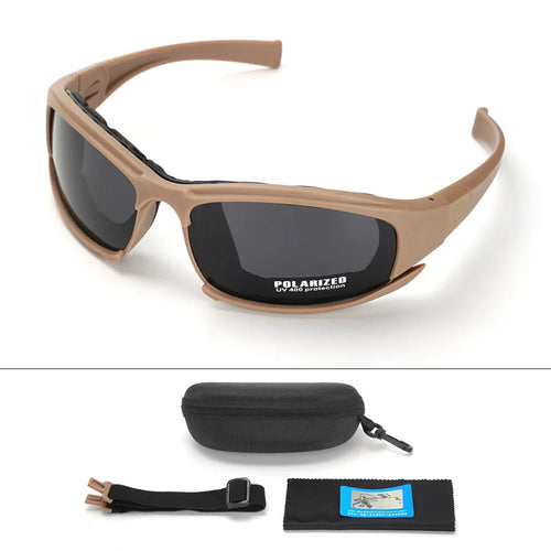 New 4 Lens Tactical Goggles - Polarized Windproof & Dustproof Safety