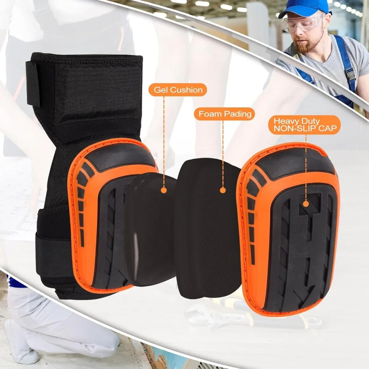 Knee Pads for Work-Heavy Duty Support Kneepads with Gel Cushion and