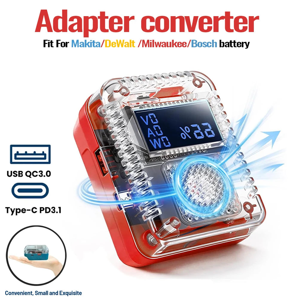 Portable Digital Display Adapter Converter for Makita/DeWalt/