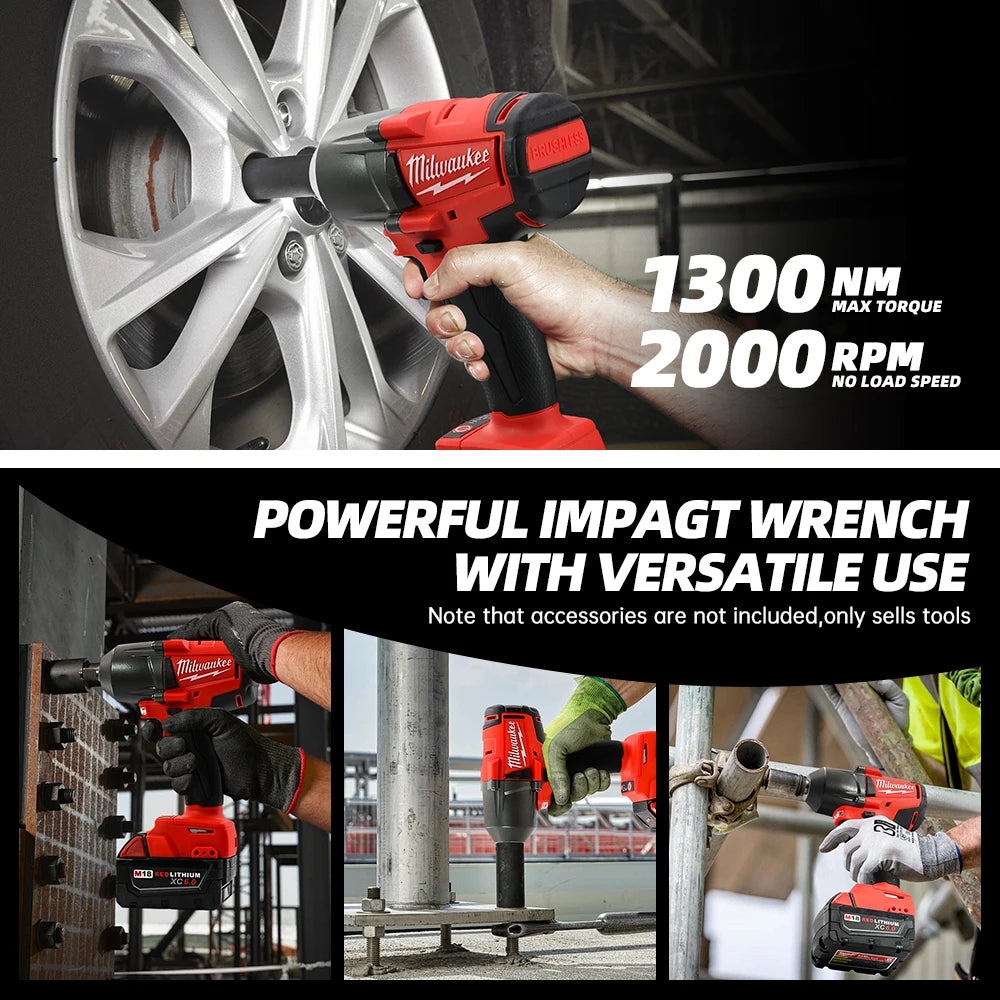 Milwaukee 18V Brushless Impact Wrench 880N.m Max Torque 1/2 Inch