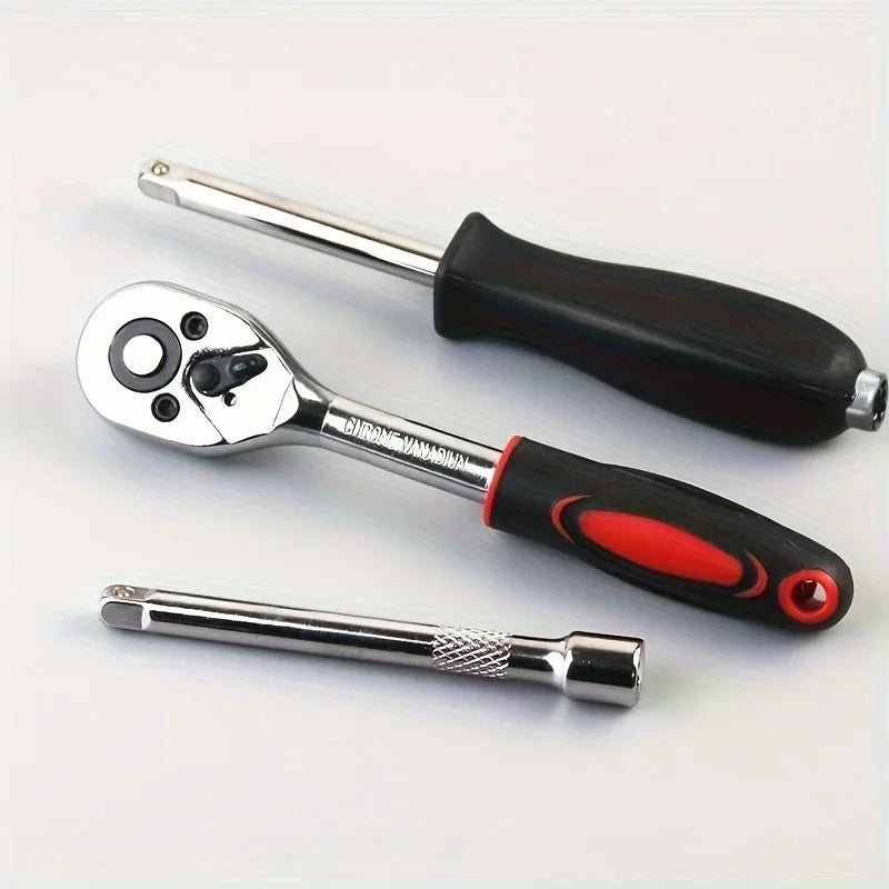 46pcs Car/Bicycle Repair Tool Kit - Ratchet Torque Wrench, Spanner,