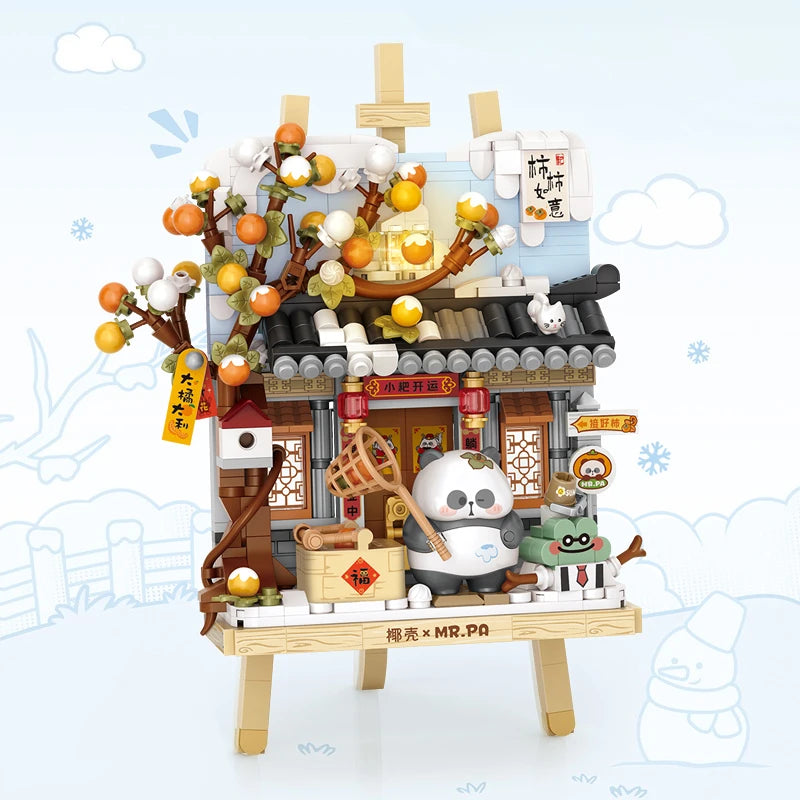 LOZ Four Seasons Scene Panda Stereo Model Assembled Ornaments Building Block Toys Children's Day Toy Gift