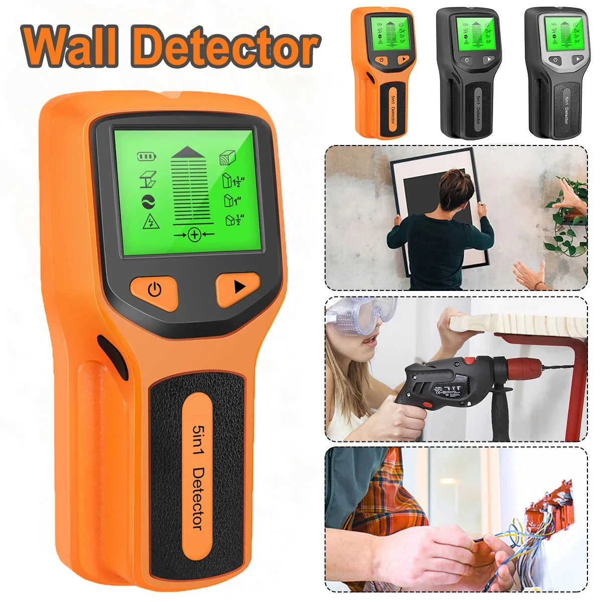 5 In 1 Professional Wall Stud Finder Metal Detector Wires Depth