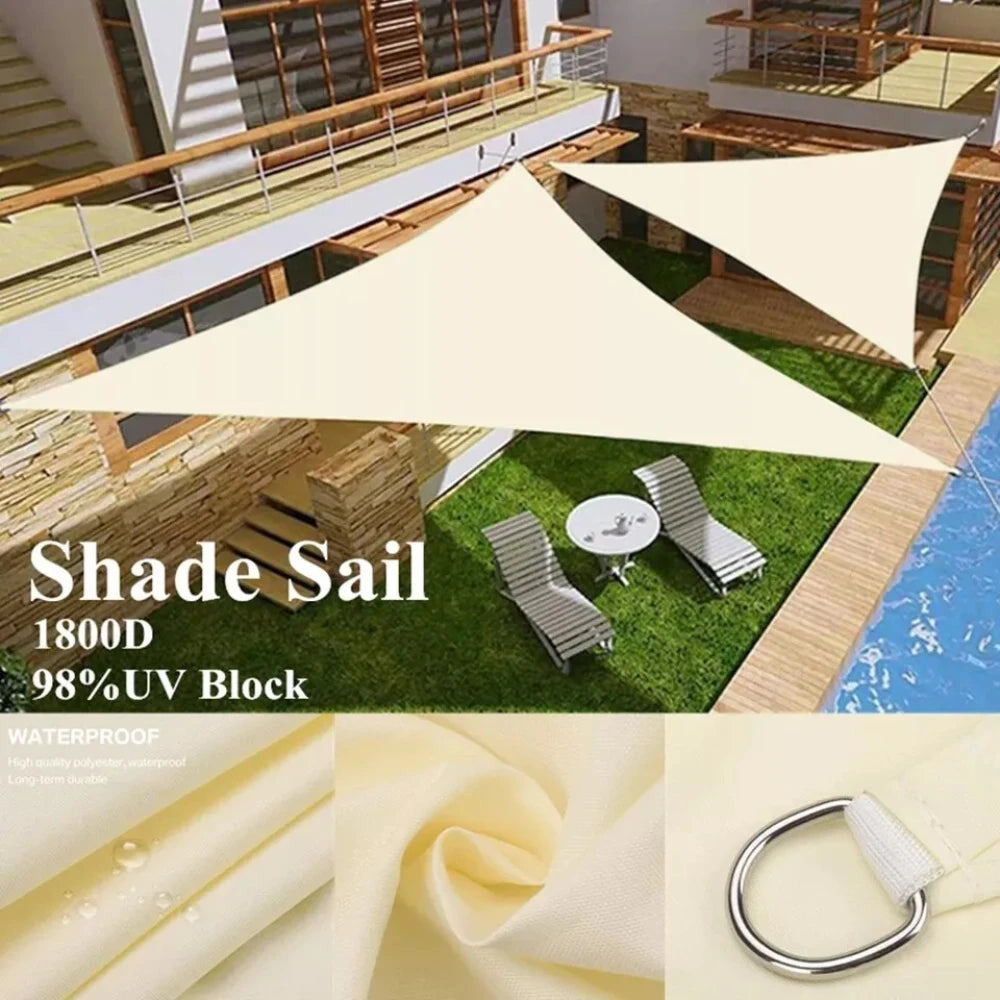 Beige Sun Shade Sail Rectangle Square Triangle Canopy Awning Cloth UV