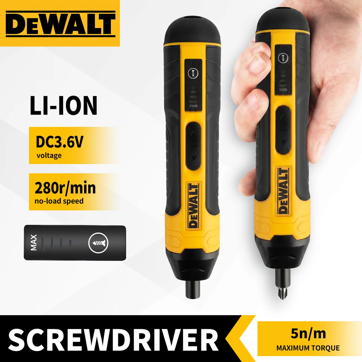 DEWALT HT422 3.6V Cordless Electric Screwdriver 5N.m 1/4" Hex Chuck