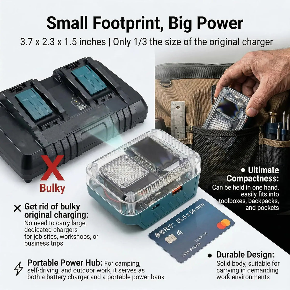 Portable Digital Display Adapter Converter for Makita/DeWalt/