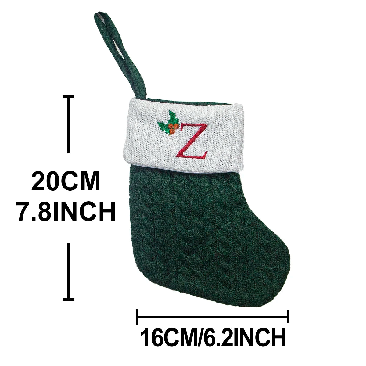 Christmas stocking festival decorations, green 26-letter Christmas tree pendant gift bag socks hotel party supplies hanger