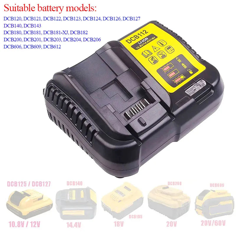 DCB112 Li-Ion Battery Charger For Dewalt 10.8V 12V 14.4V 18V 20V