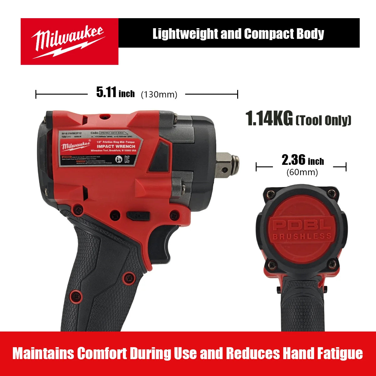 Milwaukee 400N Brushless Cordless 1/2 Electric Wrench Car Truck Repair