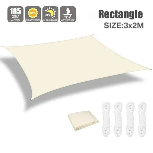 Beige Sun Shade Sail Rectangle Square Triangle Canopy Awning Cloth UV