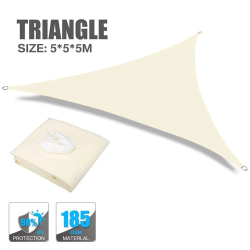 Beige Sun Shade Sail Rectangle Square Triangle Canopy Awning Cloth UV