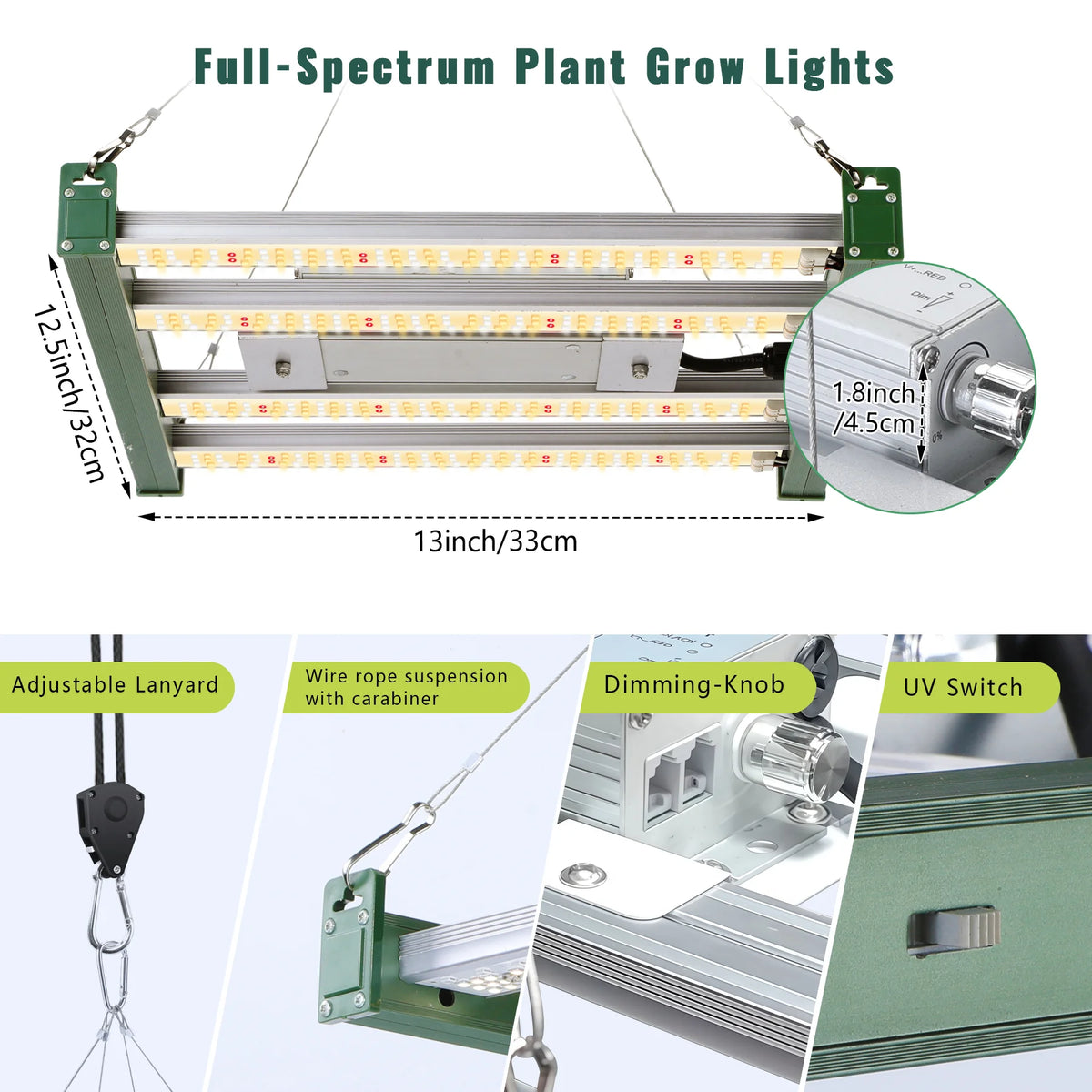 1200W LED Plant Lamp, Double Dimmable VEG Bloom Dual Mode LED Grow